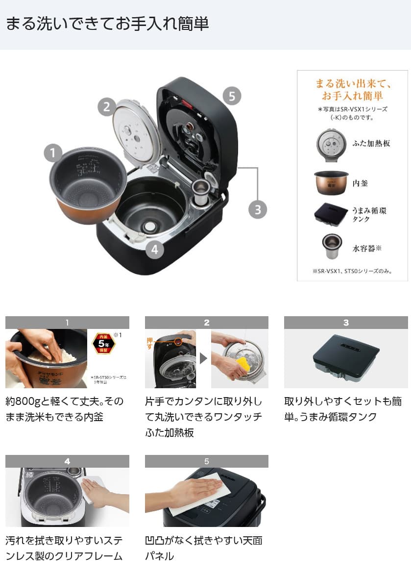 SR-VSX188(SR-SSX188)-W スチーム＆可変圧力IHジャー炊飯器 - 炊飯器